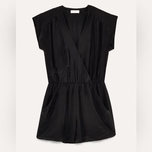Aritzia Babaton Romper Black Silk Short Set Lightweight Night Out
